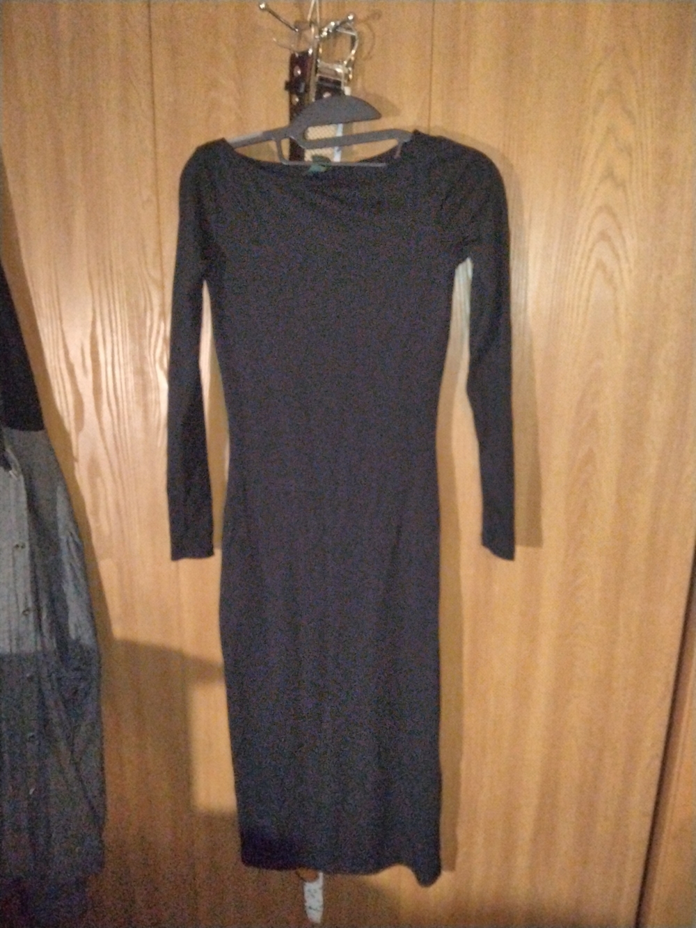 Wild Fable Black Long Sleeve Midi Bodycon Dress - XXS